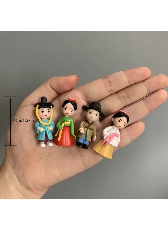 4Pcs Set Traditional Korean Couple DIY Statues Cute Boy Girl Home Decor Gift - Image 2